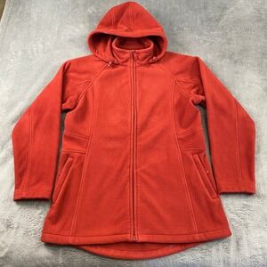 Duluth Trading Co Coat Womens S Shoreline Fleece Red Full Zip Hooded Jacket